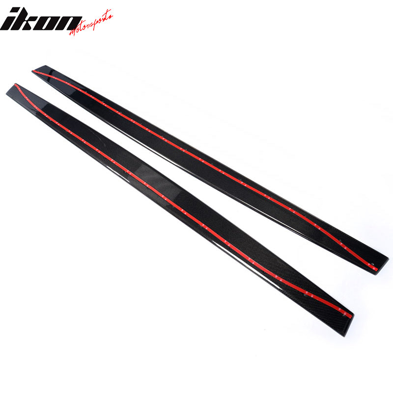 IKON MOTORSPORTS, Side Skirts Compatible With 2015-2020 BMW M4 F82 F83, MP Style Matte Carbon Fiber Side Skirt Extension Rocker Panel Driver Passenger, 2016 2017 2018 2019