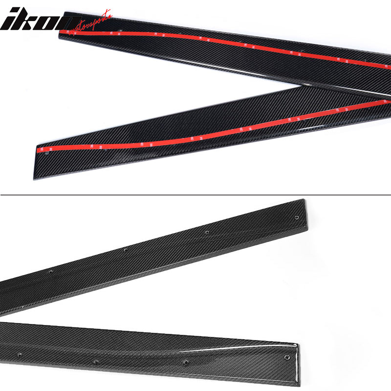 IKON MOTORSPORTS, Side Skirts Compatible With 2015-2020 BMW M4 F82 F83, MP Style Matte Carbon Fiber Side Skirt Extension Rocker Panel Driver Passenger, 2016 2017 2018 2019