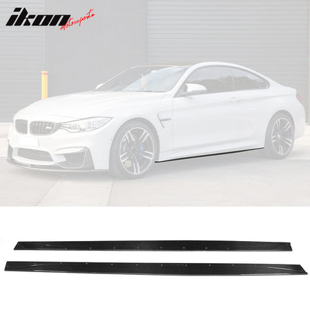 IKON MOTORSPORTS, Side Skirts Compatible With 2015-2020 BMW M4 F82 F83, MP Style Matte Carbon Fiber Side Skirt Extension Rocker Panel Driver Passenger, 2016 2017 2018 2019