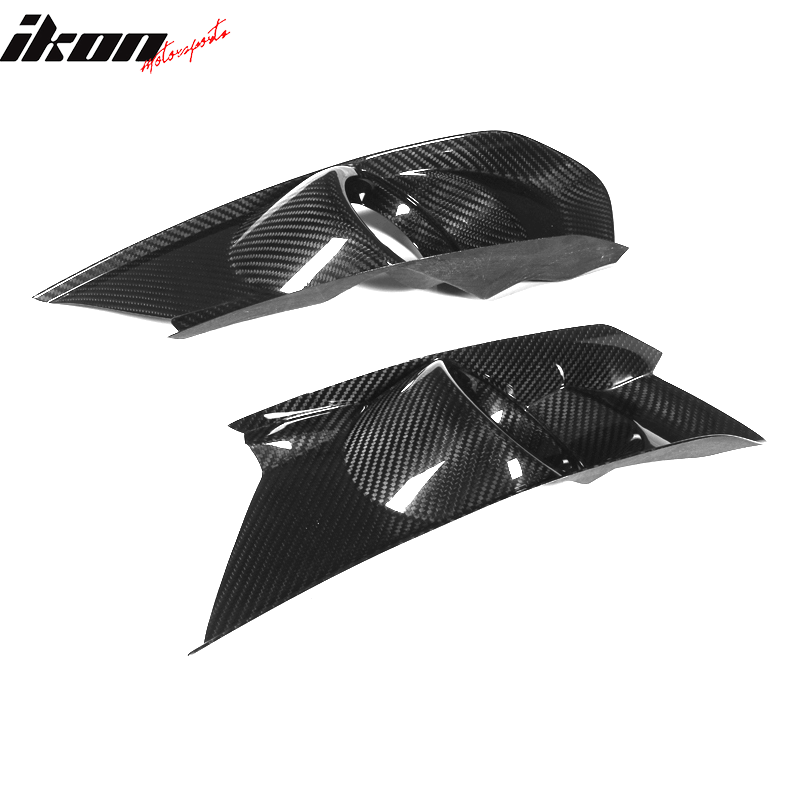 IKON MOTORSPORTS, Fog Light Cover Compatible With 2015-2017 Ford Mustang Coupe Except GT350, Matte Carbon Fiber Front Bumper Fog Light Guards Covers Pair, 2016