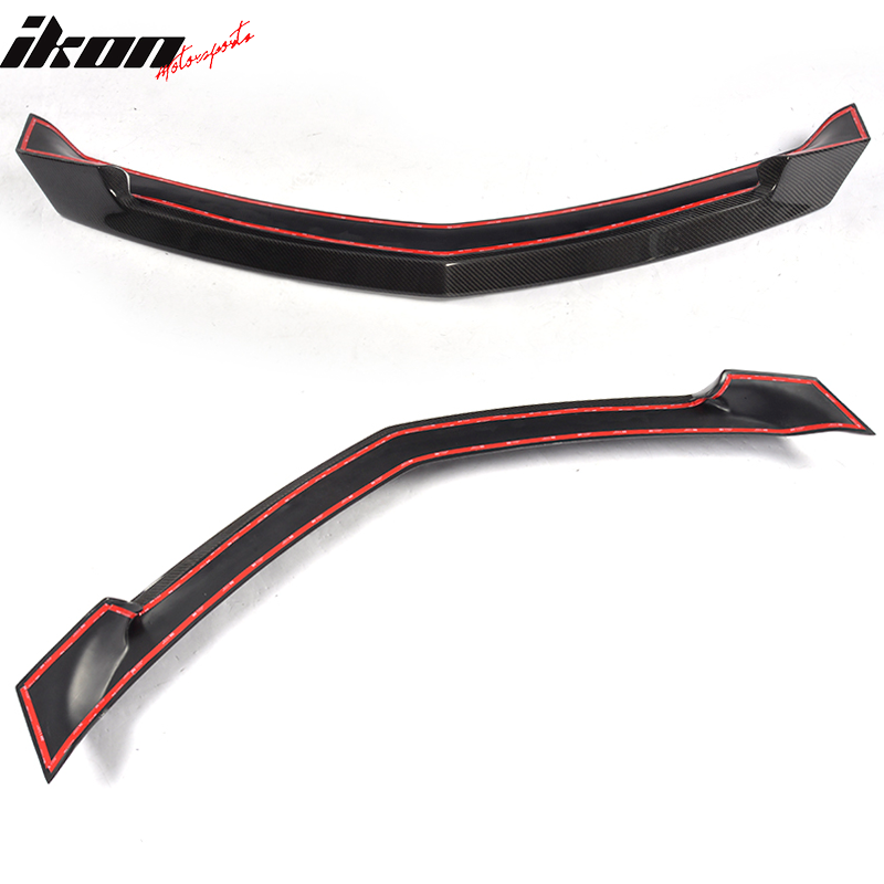 IKON MOTORSPORTS, Trunk Spoiler Compatible With 2016-2019 Cadillac ATS-V Sedan, V Style Matte Carbon Fiber Rear Spoiler Wing, 2017 2018