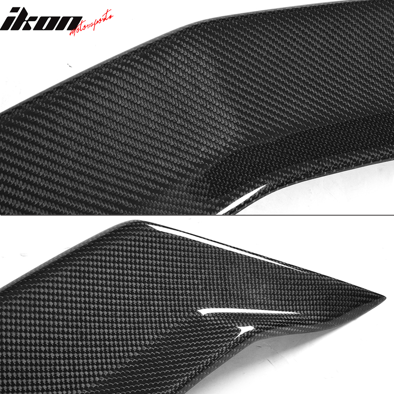 IKON MOTORSPORTS, Trunk Spoiler Compatible With 2016-2019 Cadillac ATS-V Sedan, V Style Matte Carbon Fiber Rear Spoiler Wing, 2017 2018