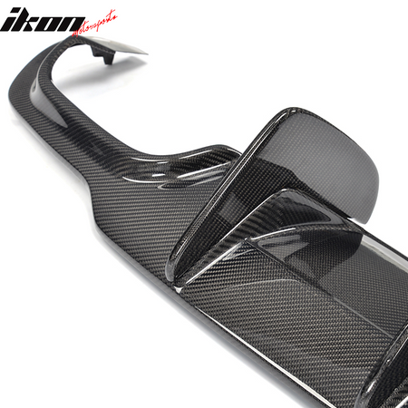 IKON MOTORSPORTS, Rear Diffuser Compatible With 2012-2014 Mercedes-Benz C Class W204 C63, AMG Style Matte Carbon Fiber Rear Bumper Lip Valance Spoiler, 2013