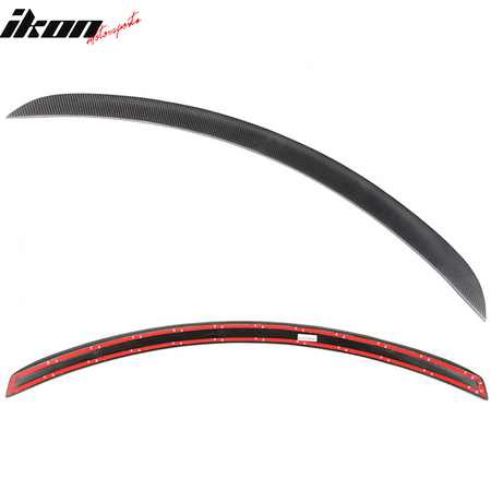 IKON MOTORSPORTS, Trunk Spoiler Compatible With 2012-2019 Tesla Model S Sedan, Factory Style Matte Forged Carbon Fiber Rear Trunk Spoiler Wing, 2013 2014 2015 2016 2017 2018