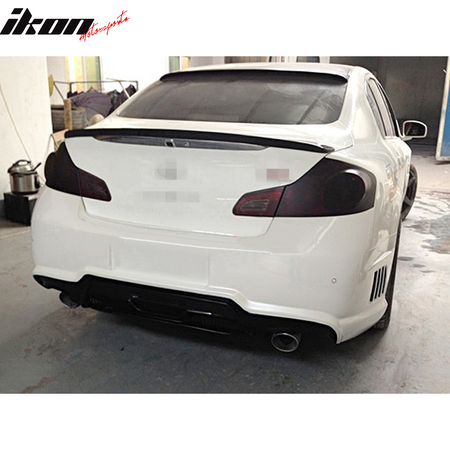 IKON MOTORSPORTS, Trunk Spoiler Compatible With 2007-2015 Infiniti G35 G25 G37 Q40 Sedan, VIP Style Matte Carbon Fiber Rear Spoiler Wing, 2008 2009 2010 2011 2012 2013 2014