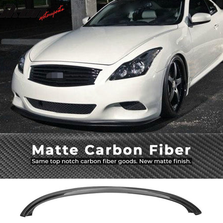 IKON MOTORSPORTS, Front Bumper Lip Compatible With 2008-2014 Infiniti G37 Coupe, ST Style Matte Carbon Fiber Front Lip Chin Valance Spoiler Splitter, 2009 2010 2011 2012 2013