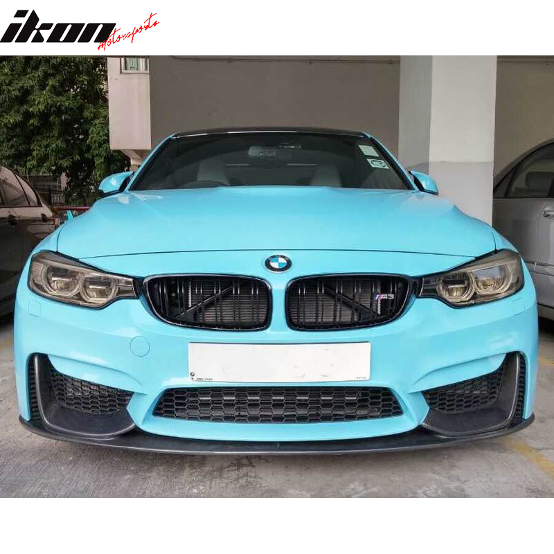 Fits 15-20 BMW M3 F80 M4 F82 F83 P Style Front Bumper Lip - Matte Carbon Fiber