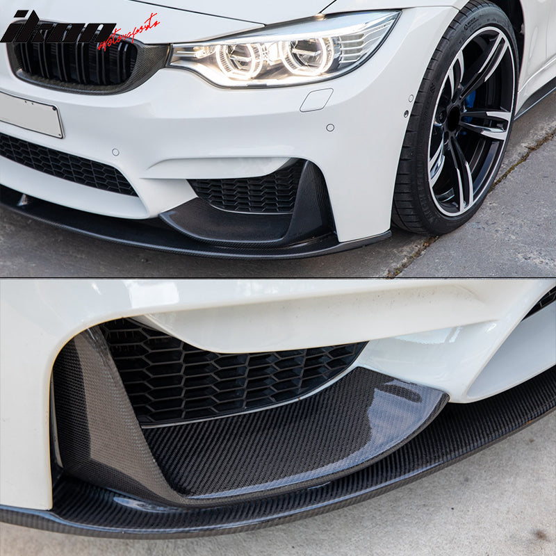 Fits 15-20 BMW M3 F80 M4 F82 F83 P Style Front Bumper Lip - Matte Carbon Fiber