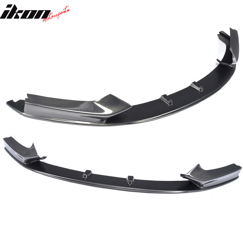 IKON MOTORSPORTS, Front Bumper Lip Compatible With 2014-2020 BMW 2 Series F22 F23 M Sport, M Performance Style Matte Carbon Fiber Front Lip Chin Valance Spoiler Splitter, 2015 2016 2017 2018 2019