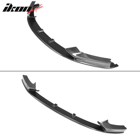 IKON MOTORSPORTS, Front Bumper Lip Compatible With 2014-2020 BMW 2 Series F22 F23 M Sport, M Performance Style Matte Carbon Fiber Front Lip Chin Valance Spoiler Splitter, 2015 2016 2017 2018 2019