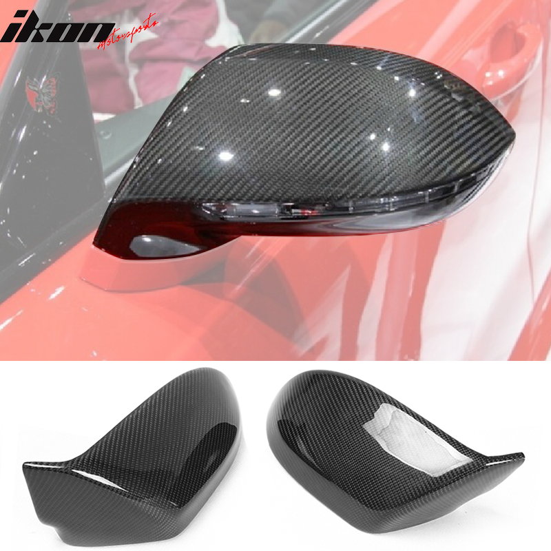 IKON MOTORSPORTS, Mirror Cover Compatible With 2012-2018 Audi A7 4G8 Sedan, JC Style Matte Carbon Fiber Side Rear View Mirror Covers Pair, 2013 2014 2015 2016 2017