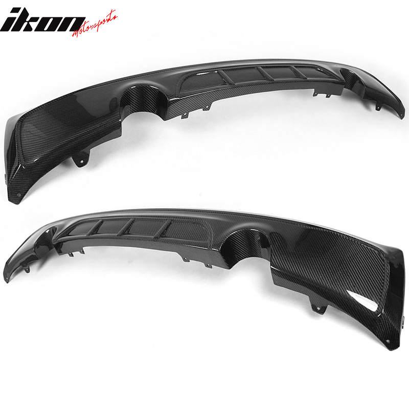 IKON MOTORSPORTS, Rear Diffuser Compatible With 2014-2020 BMW 2 Series F22 M235i 220i M sport Coupe, M Performace Style Matte Carbon Fiber Rear Bumper Lip Valance Spoiler, 2015 2016 2017 2018 2019