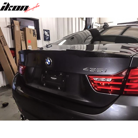 IKON MOTORSPORTS, Trunk Spoiler Compatible With 2014-2020 BMW 4 Series F32 Coupe, M4 Style Matte Carbon Fiber Rear Spoiler Wing, 2015 2016 2017 2018 2019