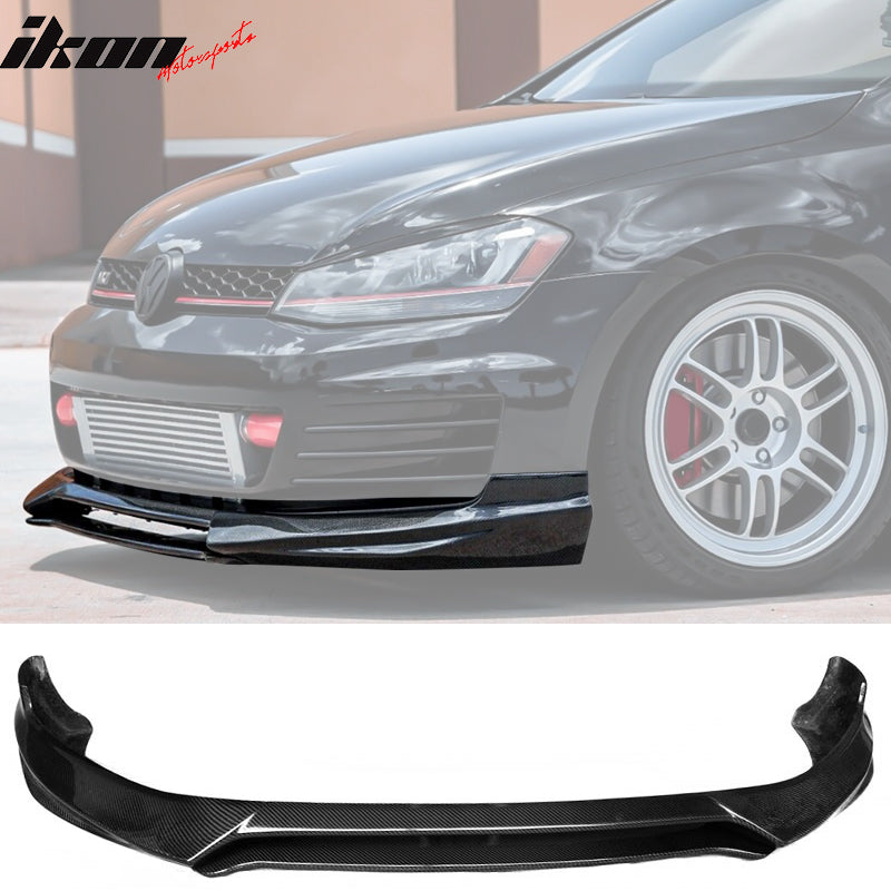 IKON MOTORSPORTS, Front Bumper Lip Compatible With 2014-2018 Volkswagen GTI MK7 Coupe Sedan, RG Style Matte Carbon Fiber Front Lip Chin Valance Spoiler Splitter, 2015 2016 2017