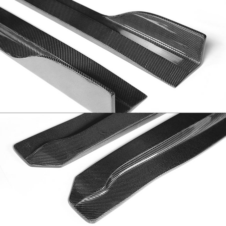 IKON MOTORSPORTS, Side Skirts Compatible With 2008-2013 Infiniti G37 Coupe, JC Style Matte Carbon Fiber Side Skirt Extension Rocker Panel Driver Passenger, 2009 2010 2011 2012