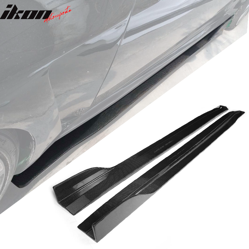 IKON MOTORSPORTS, Side Skirts Compatible With 2008-2013 Infiniti G37 Coupe, JC Style Matte Carbon Fiber Side Skirt Extension Rocker Panel Driver Passenger, 2009 2010 2011 2012