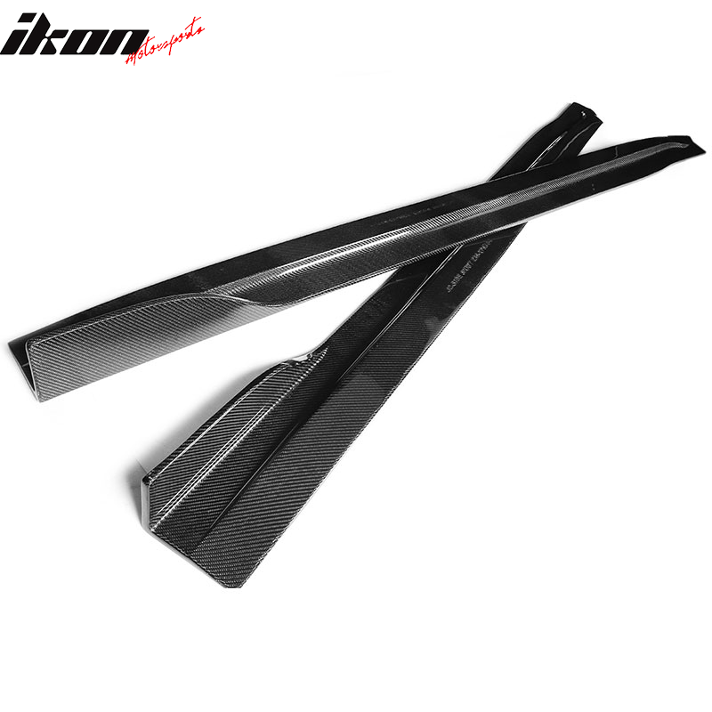 IKON MOTORSPORTS, Side Skirts Compatible With 2008-2013 Infiniti G37 Coupe, JC Style Matte Carbon Fiber Side Skirt Extension Rocker Panel Driver Passenger, 2009 2010 2011 2012