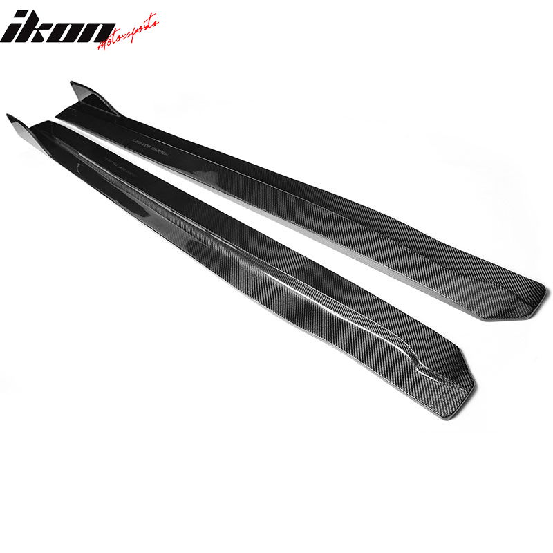 IKON MOTORSPORTS, Side Skirts Compatible With 2008-2013 Infiniti G37 Coupe, JC Style Matte Carbon Fiber Side Skirt Extension Rocker Panel Driver Passenger, 2009 2010 2011 2012