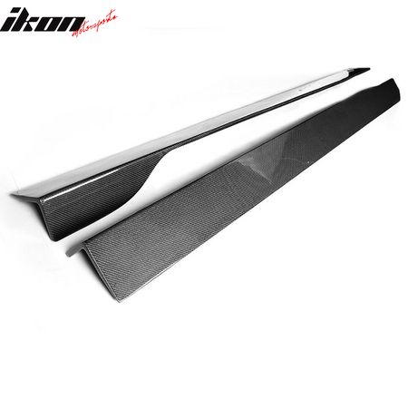 IKON MOTORSPORTS, Side Skirts Compatible With 2008-2013 Infiniti G37 Coupe, JC Style Matte Carbon Fiber Side Skirt Extension Rocker Panel Driver Passenger, 2009 2010 2011 2012