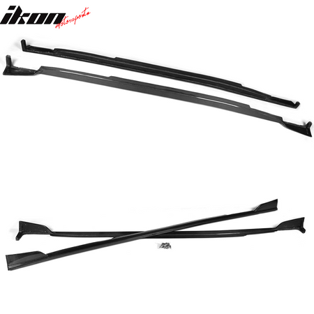 IKON MOTORSPORTS, Side Skirts Compatible With 2014-2018 Infiniti Q50, ST Style Matte Carbon Fiber Side Skirt Extension Rocker Panel Driver Passenger, 2015 2016 2017