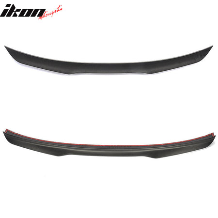 IKON MOTORSPORTS, Trunk Spoiler Compatible With 2015-2022 Ford Mustang S550 Coupe, GT Style Matte Carbon Fiber Rear Spoiler Wing, 2016 2017