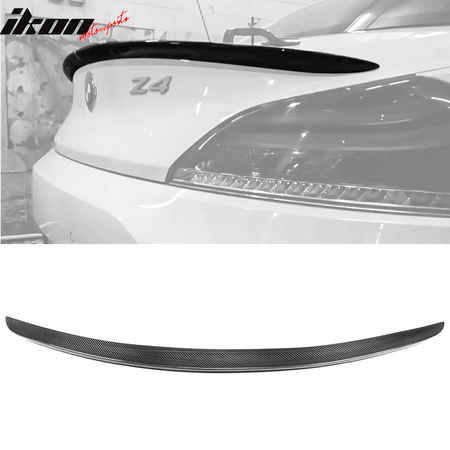 IKON MOTORSPORTS, Trunk Spoiler Compatible With 2009-2016 BMW Z Series Z4 E89, 3D Style Matte Carbon Fiber Rear Spoiler Wing, 2010 2011 2012 2013 2014 2015