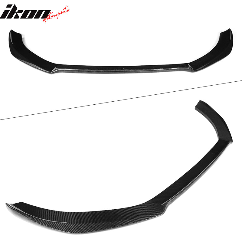 IKON MOTORSPORTS, Front Bumper Lip Compatible With 2009-2012 Audi A4 B8 Sedan , Matte Carbon Fiber + FRP STK Style Front Lip Spoiler Wing Chin Splitter, 2010 2011