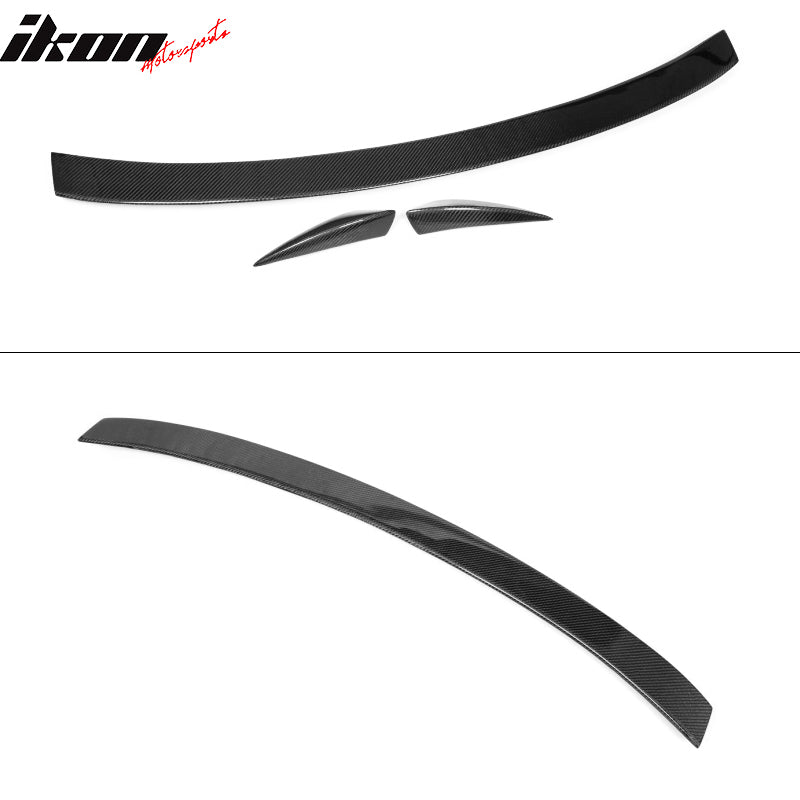 IKON MOTORSPORTS, Trunk Spoiler Compatible With 2009-2016 Audi A4 B8 Sedan , Matte Carbon Fiber + FRP ABT Style Rear Spoiler Wing, 2010 2011 2012 2013 2014 2015