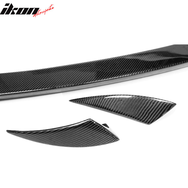 IKON MOTORSPORTS, Trunk Spoiler Compatible With 2009-2016 Audi A4 B8 Sedan , Matte Carbon Fiber + FRP ABT Style Rear Spoiler Wing, 2010 2011 2012 2013 2014 2015