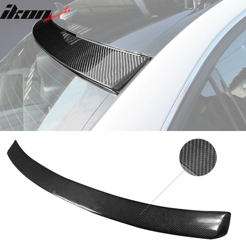 IKON MOTORSPORTS, Roof Spoiler Compatible With 2008-2014 Mercedes-Benz C-Class W204 Sedan , Matte Carbon Fiber + FRP Factory Style Rear Spoiler Wing, 2009 2010 2011 2012 2013