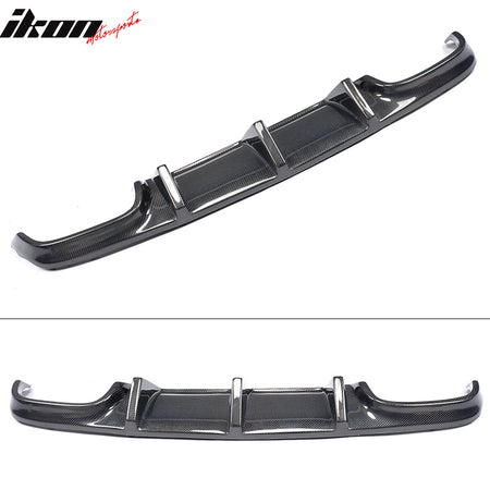 IKON MOTORSPORTS, Rear Diffuser Compatible With 2008-2011 Mercedes-Benz C Class W204 C63 , Matte Carbon Fiber + FRP TMS Style Rear Bumper Lip Spoiler Wing, 2009 2010