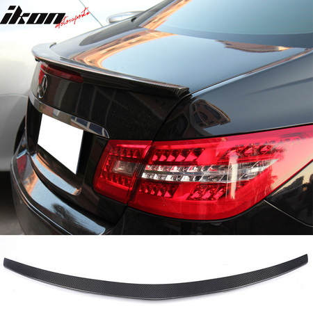 IKON MOTORSPORTS, Trunk Spoiler Compatible With 2010-2015 Mercedes-Benz C Class W207 Coupe , Matte Carbon Fiber + FRP PD Style Rear Spoiler Wing, 2011 2012 2013 2014