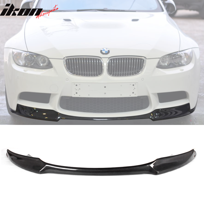 IKON MOTORSPORTS, Front Bumper Lip Compatible With 2008-2014 BMW M3 E90 E92 E93 Coupe Sedan , Matte Carbon Fiber VO Style Front Lip Spoiler Wing Chin Splitter, 2009 2010 2011 2012 2013