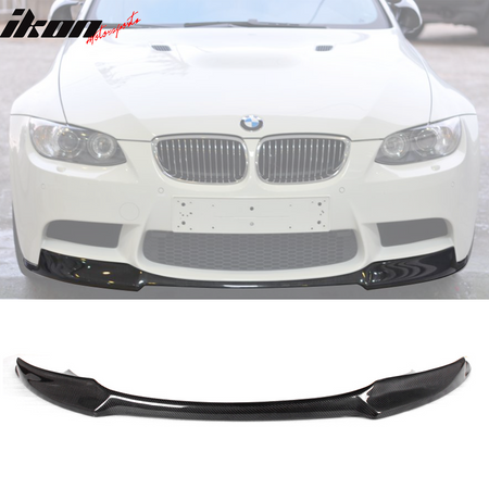 IKON MOTORSPORTS, Front Bumper Lip Compatible With 2008-2014 BMW M3 E90 E92 E93 Coupe Sedan , Matte Carbon Fiber VO Style Front Lip Spoiler Wing Chin Splitter, 2009 2010 2011 2012 2013