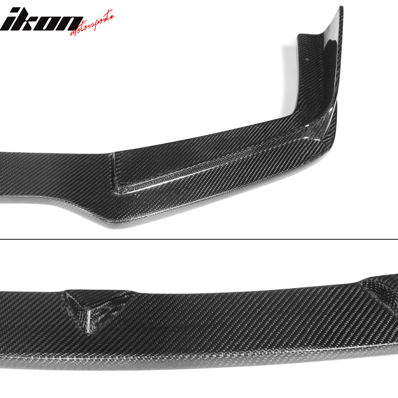 IKON MOTORSPORTS, Front Bumper Lip Compatible With 2014-2017 Infiniti Q50 Sport , Matte Carbon Fiber + FRP ST Style Front Lip Spoiler Wing Chin Splitter, 2015 2016