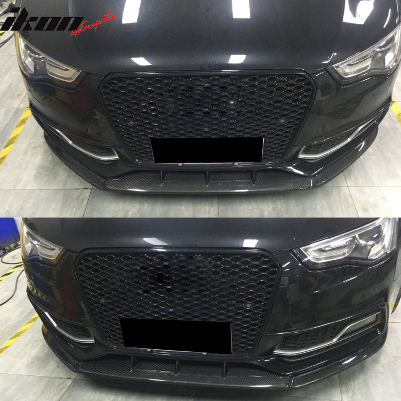 IKON MOTORSPORTS, Front Bumper Lip Compatible With 2013-2016 Audi S5 8V Coupe , Matte Carbon Fiber JC Style Front Lip Spoiler Wing Chin Splitter, 2014 2015