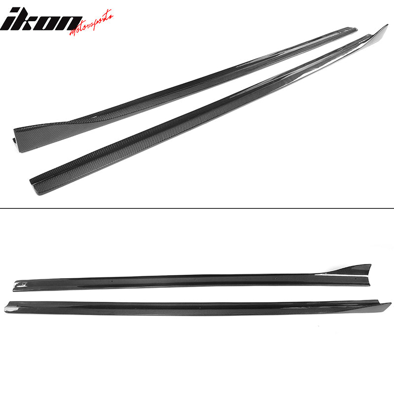 IKON MOTORSPORTS, Side Skirts Compatible With 2014-2017 Audi A3 S-LINE S3 Sportback 4 Door , Matte Carbon Fiber JC Style Side Skirt Extension Rocker Panel Pair, 2015 2016