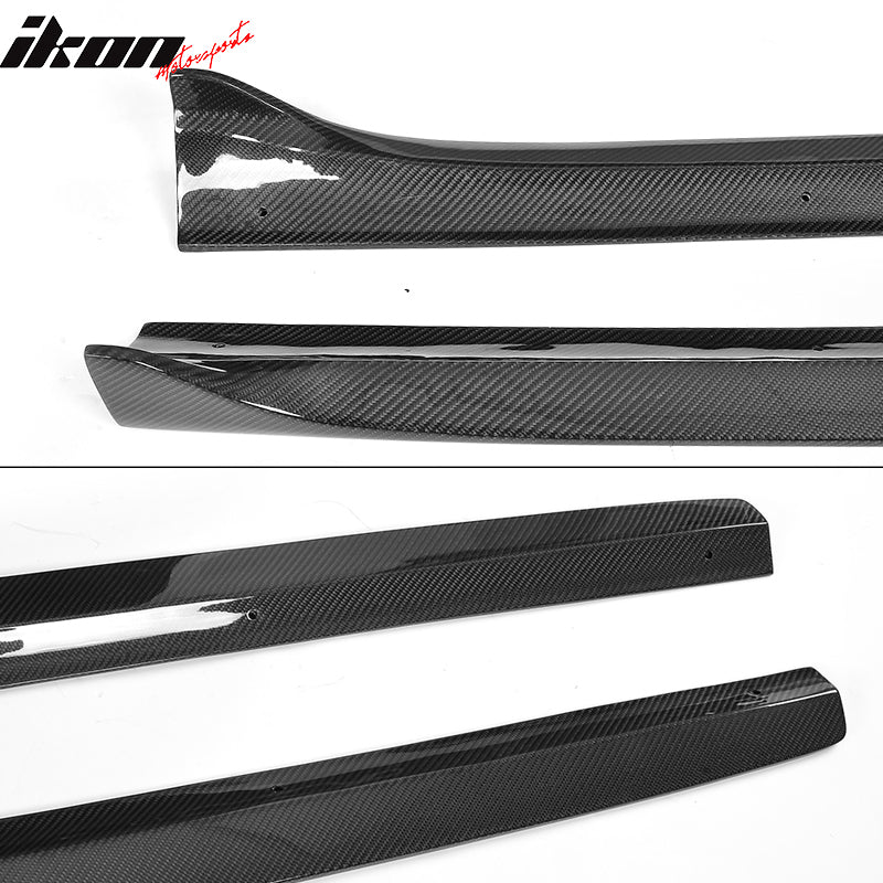 IKON MOTORSPORTS, Side Skirts Compatible With 2008-2016 Audi A5 A5 Quattro S5 2-Door , Matte Carbon Fiber JC Style Side Skirt Extension Rocker Panel Pair, 2009 2010 2011 2012 2013 2014 2015