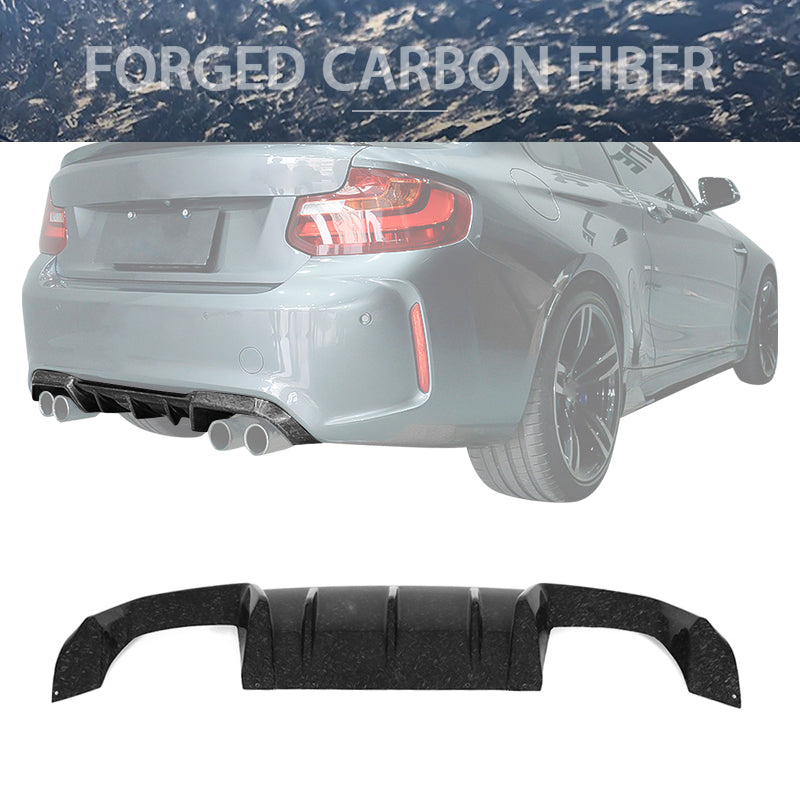 IKON MOTORSPORTS, Rear Diffuser Compatible With 2016-2021 BMW F87 M2 Coupe, MP Style Matte Forged Carbon Fiber Rear Bumper Lip Diffuser , 2017 2018 2019 2020