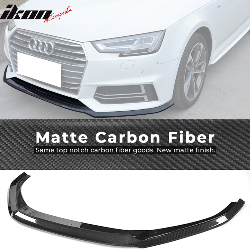 Fits 17-20 Audi A4 B9 Sedan JC Style Front Bumper Lip - Carbon Fiber CF