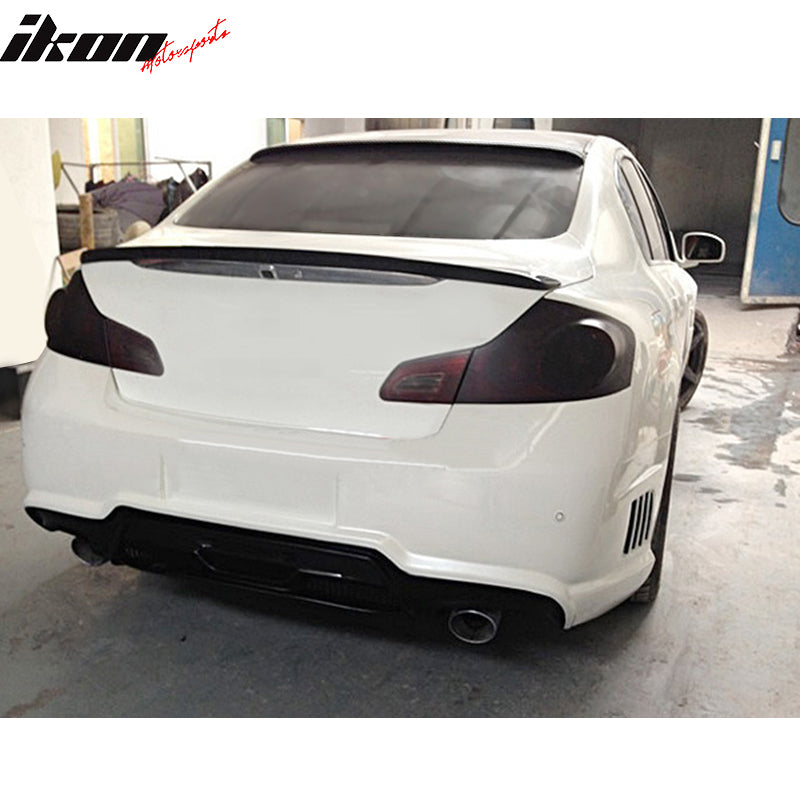 IKON MOTORSPORTS, Roof Spoiler Compatible With 2007-2015 Infiniti G35 G25 G37 Q40 Sedan, VIP Style Matte Carbon Fiber Rear Spoiler Wing, 2008 2009 2010 2011 2012 2013 2014