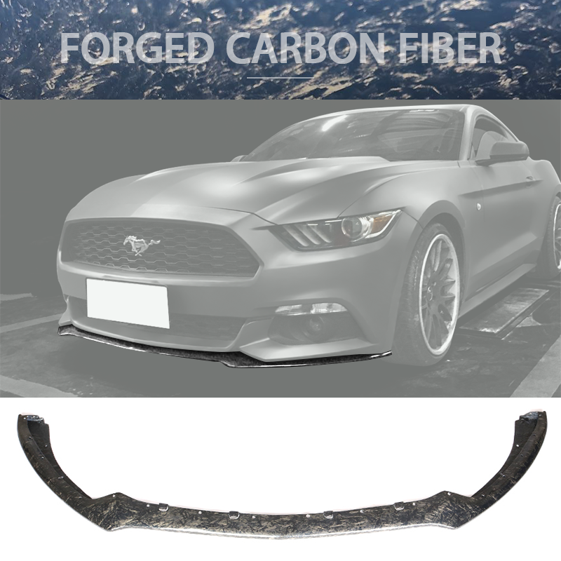 IKON MOTORSPORTS, Front Bumper Lip Compatible With 2015-2017 Ford Mustang Coupe Except GT350, Factory Style Matte Forged Carbon Fiber & FRP Front Lip Under Chin Spoiler Splitter, 2016