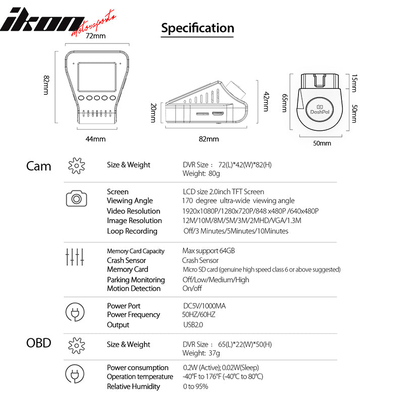 DashPal - Dash Cam & On-Board Diagnostics (OBD) Protect Your Car & Driver 24/7