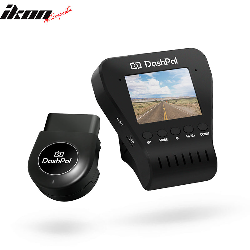 IKON MOTORSPORTS DashPal Dash Cam & OBD, DashPal 1080P 170° DVR Vehicle Camera Video Recorder Dash Cam Night Vision HDR Car Diagnostic OBD On-Board Computer Engine Check Auto Scanner Android IOS