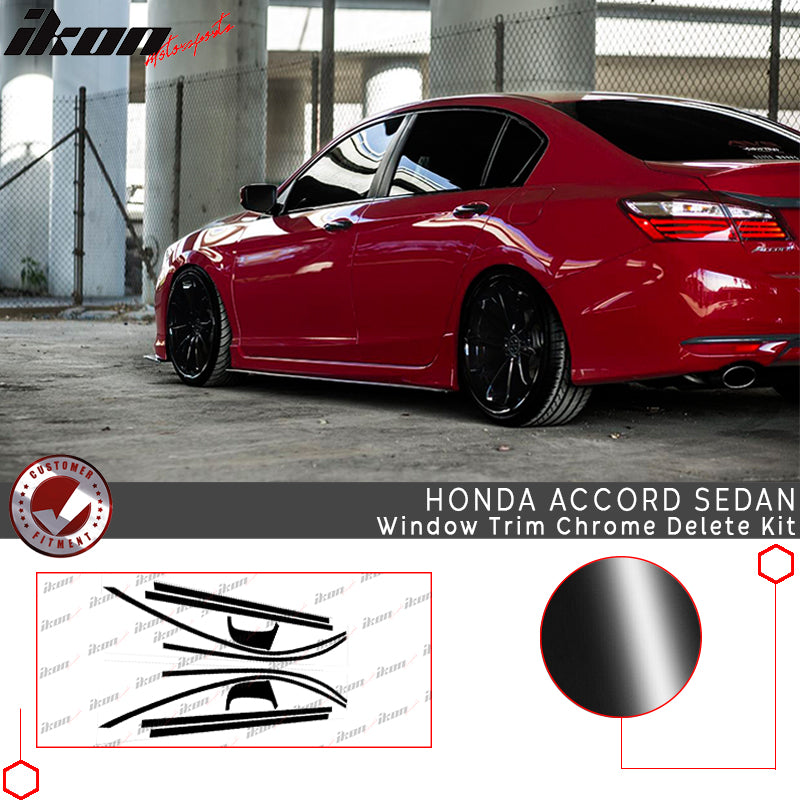 2013-2017 Honda Accord Gloss Black Window Trim Chrome Delete Vinyl Kit