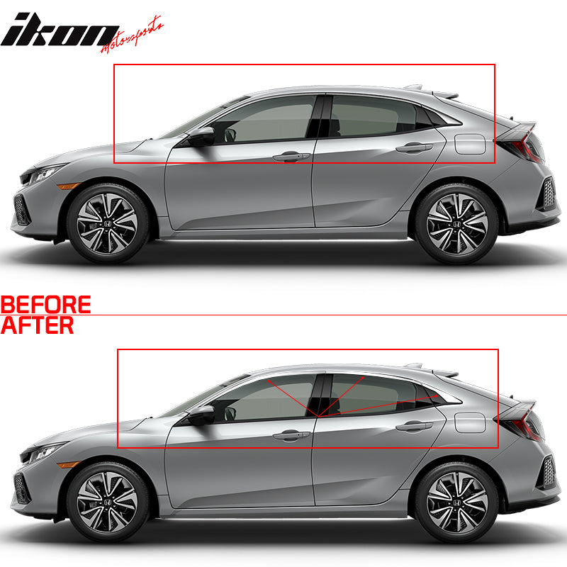 2017-2020 Honda Civic White Window Trim Chrome Delete Vinyl Kit