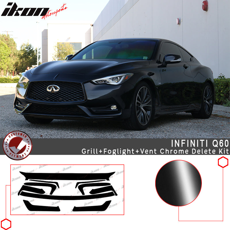 2017-2022 Infiniti Q60 Gloss Grill Foglight Vent Chrome Delete Vinyl