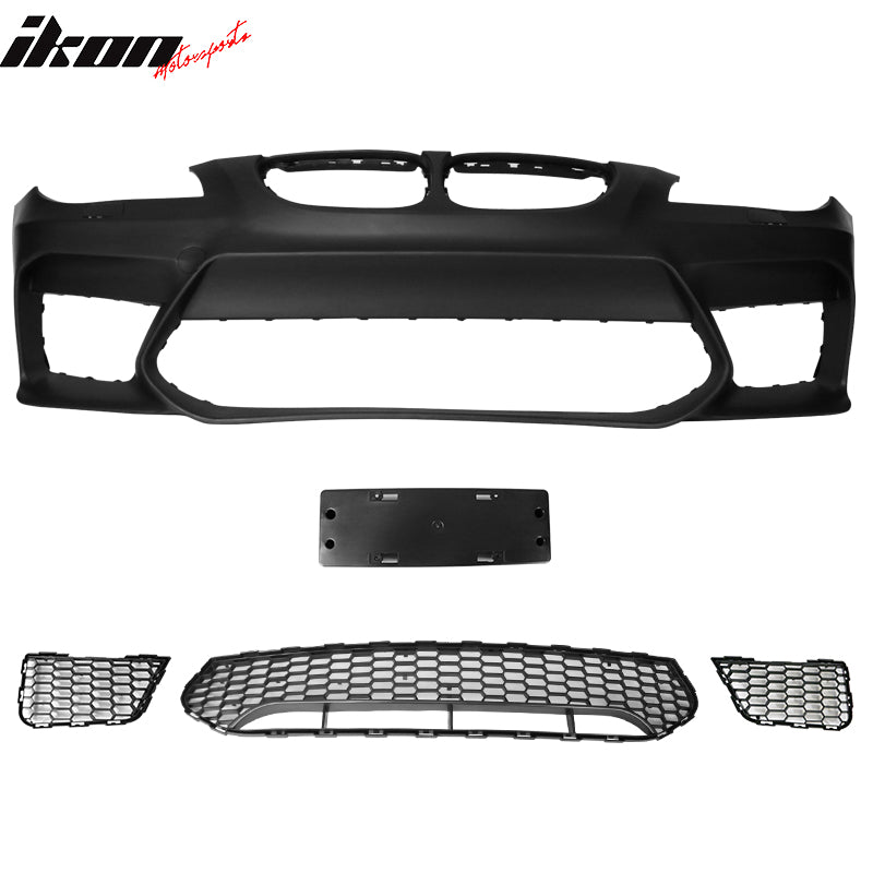 IKON MOTORSPORTS, Front Bumper Cover Compatible With 2004-2010 BMW E60, 5 Series Sedan M5 Style PP Polypropylene Front Bumper Conversion Replacement, 2005 2006 2007 2008 2009