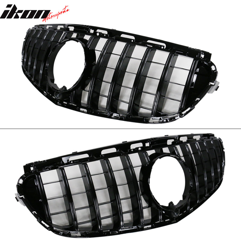 IKON MOTORSPORTS Front Upper Grille Compatiable with 2014-2016 E-Class W212, AMG GT Style Gloss Black ABS Grill