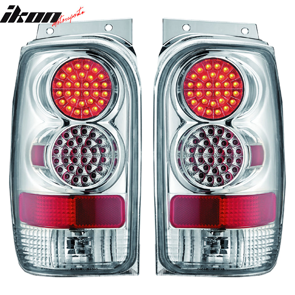 1998-2001 Explorer Chrome Clear Lens LED Tail Lights Rear Brake Lamps